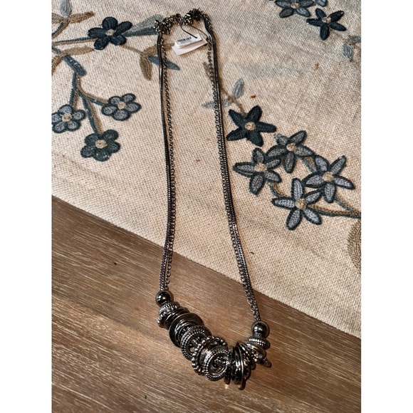 Chicos Necklace Rings Silver Tone Multi Strand Chain Statement Jewelry - Picture 4 of 4